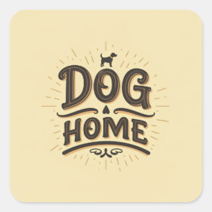 Carré Sticker Icon Dog Home avec Chien