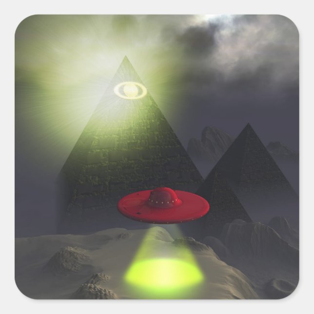 Carré Sticker Illuminati Pyramid et UFO (Devant)