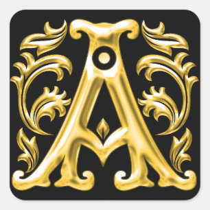 Carré Sticker initial lettre majuscule en or