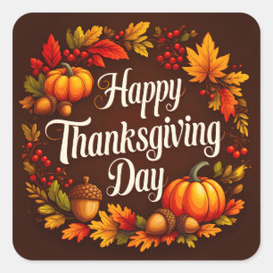 Carré Sticker Jour bon thanksgiving foncé