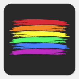 Carré Sticker LGBT à brosse arc-en-ciel