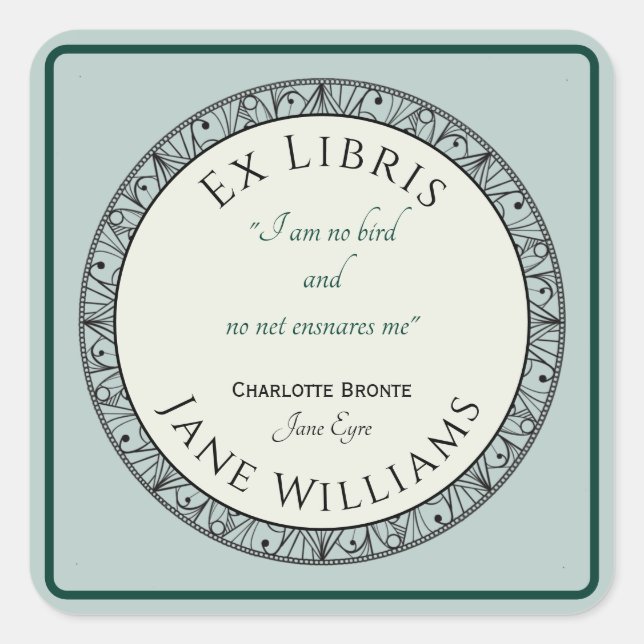 Carré Sticker Lover Bleu Personnalisé Bookplate (Devant)