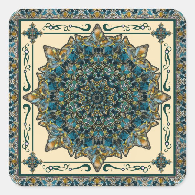 Carré Sticker Mandala de cadre en verre (Devant)