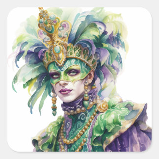 Carré Sticker Mardi Gras Jester