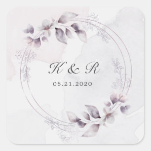 Carré Sticker Mariage à fleurs à chute blanche