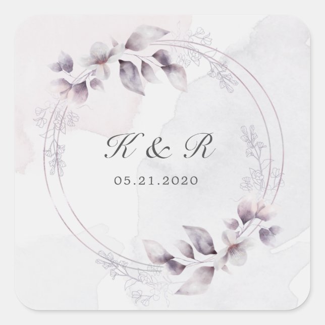 Carré Sticker Mariage à fleurs à chute blanche (Devant)