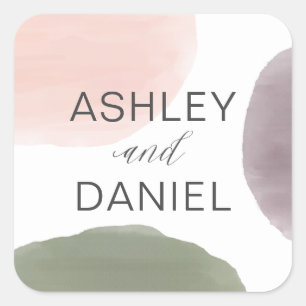 Carré Sticker Mariage Aquarelle du Jardin Moderne,