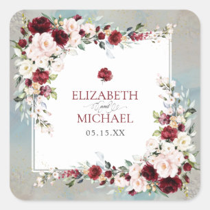 Carré Sticker Mariage bleu-bordeaux bleu foncé