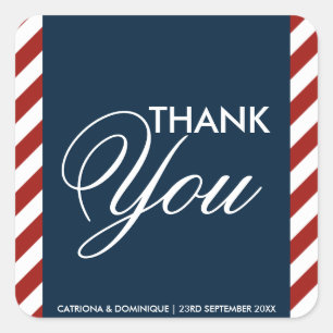 Carré Sticker Mariage bleu et rouge