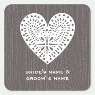 Carré Sticker Mariage de dentelle inspirée de Barnwood