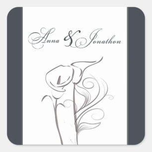Carré Sticker Mariage de lily Calla personnalisé