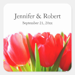 Carré Sticker Mariage des Tulipes rouges