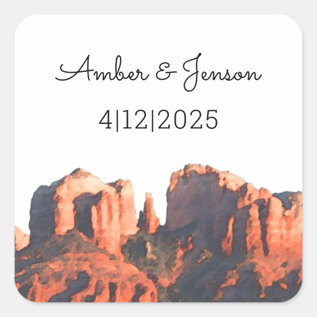 Carré Sticker Mariage Desert Chic Sedona (Devant)