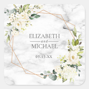 Carré Sticker Mariage géométrique en marbre de cuivre