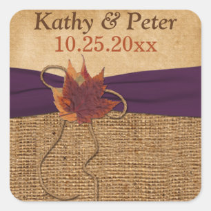 Carré Sticker Mariage IMPRIMÉ RIBBON Automne laisse 1,5 