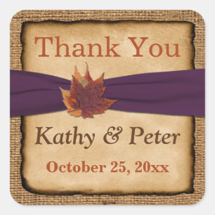 Carré Sticker Mariage IMPRIMÉ RIBBON Automne laisse 1,5 