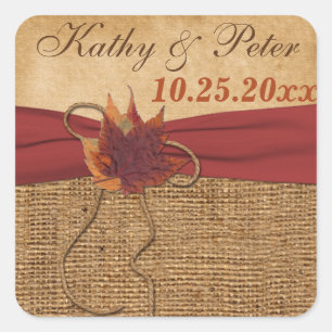 Carré Sticker Mariage IMPRIMÉ RIBBON Automne laisse 1,5 