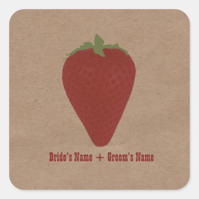 Carré Sticker Mariage inspiré du marché agricole fraise (Devant)