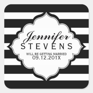 Carré Sticker Mariage Motif à bandes noires et blanches