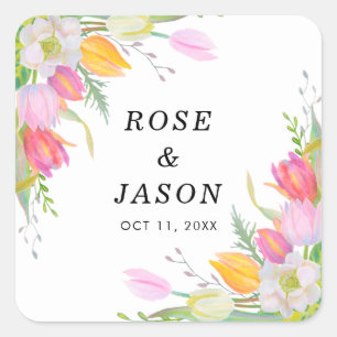 Carré Sticker Mariage rose Tulip