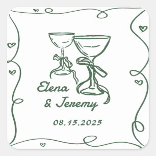 Carré Sticker Mariage Whimsical Quirky Main tiré