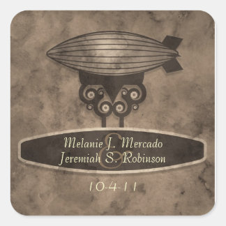 Carré Sticker Mariage Zeppelin Steampunk