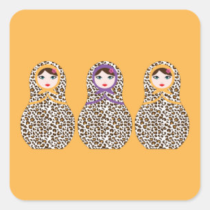 Carré Sticker Matryoshka Imprimé Cheetah