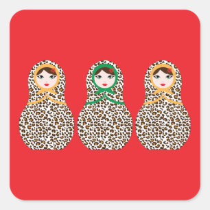 Carré Sticker Matryoshka Imprimé Cheetah