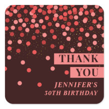 Sticker Merci Chic Noir et Rouge Confetti