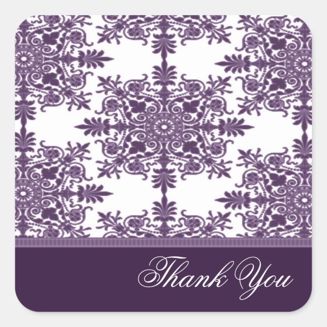 Carré Sticker Merci Damask Victorian Wisteria (Devant)