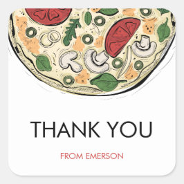 Carré Sticker Merci d'anniversaire Pizza