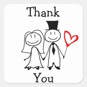 Carré Sticker "Merci" pour Mariage Merci Cartes