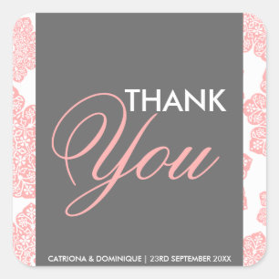 Carré Sticker Merci rose et gris Batik