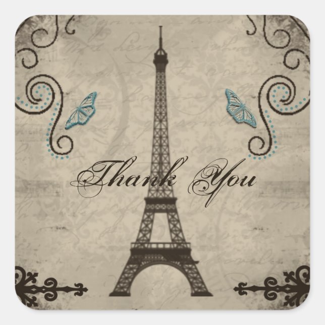 Carré Sticker Merci Tour Eiffel (Devant)