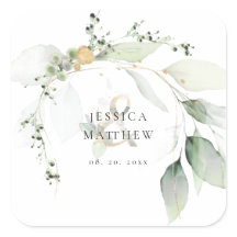 Sticker moderne Green & Gold Eucalyptus
