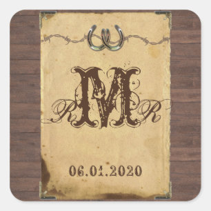 Carré Sticker Monogram rustique Country
