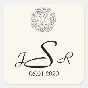 Carré Sticker Monogramme Arbre Celtique de la Vie