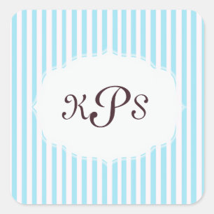 Carré Sticker Monogramme Bleu Bleu Aquamarine