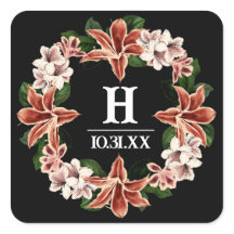 Sticker Monogramme foncé et Moody Botanique Noir