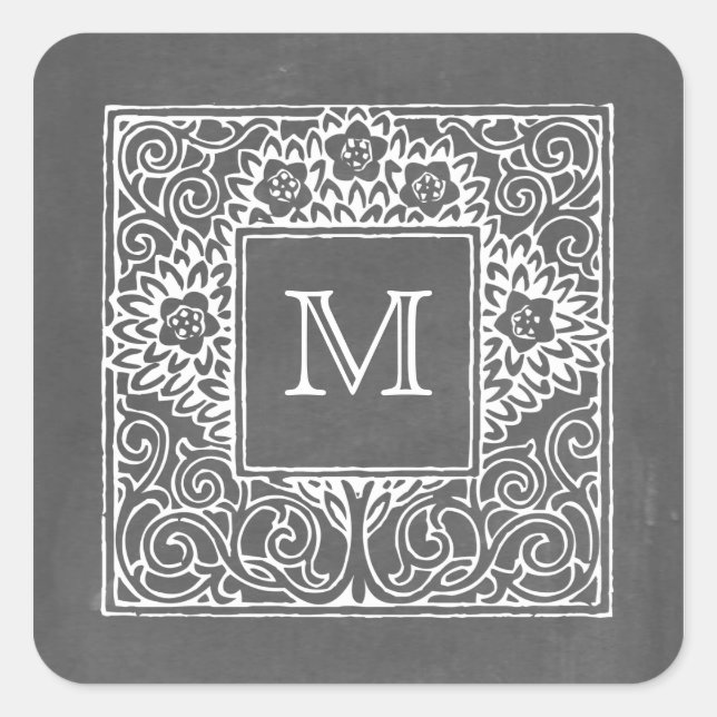 Carré Sticker Monogramme Inspiré De Chalkboard (Devant)