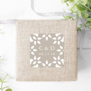 Carré Sticker Monogramme Mariage Arabesque   Champagne