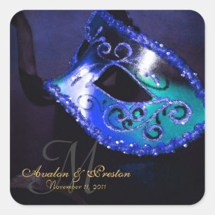 Carré Sticker Monogramme Mascarade Bleu