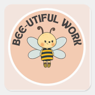 Carré Sticker motivationnel-Bee-util travail-Sticker mig