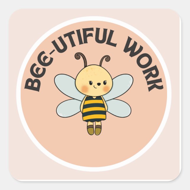 Carré Sticker motivationnel-Bee-util travail-Sticker mig (Devant)