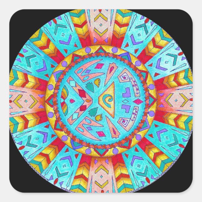 Carré Sticker Native American Southwestern mandala (Devant)