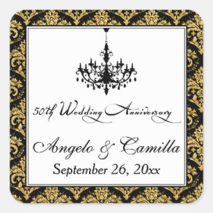 Carré Sticker noir, or Damask 50th Anniversary