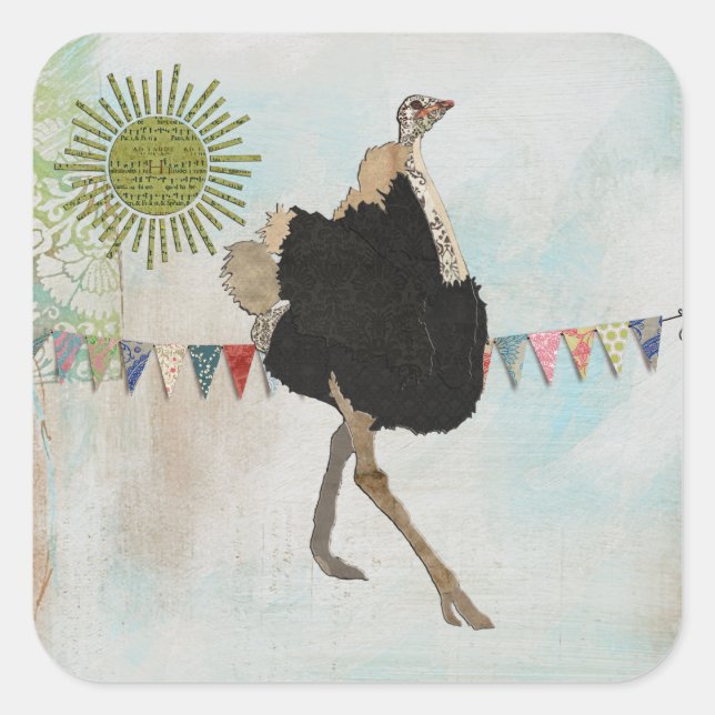 Carré Sticker Ornate Ostrich Sunshine (Devant)