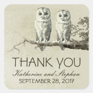 Carré sticker OWLS Merci pour vos faveurs de mariage