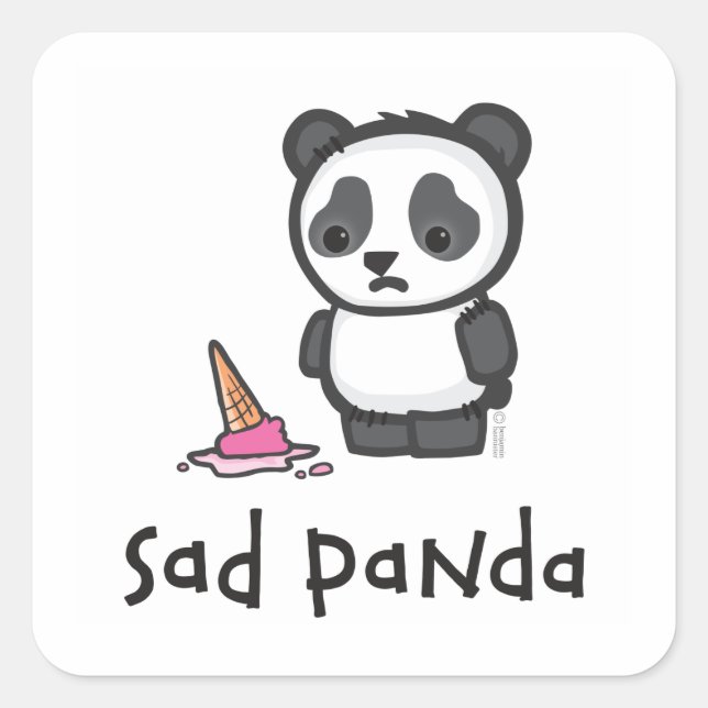 Carré sticker Panda triste (Devant)