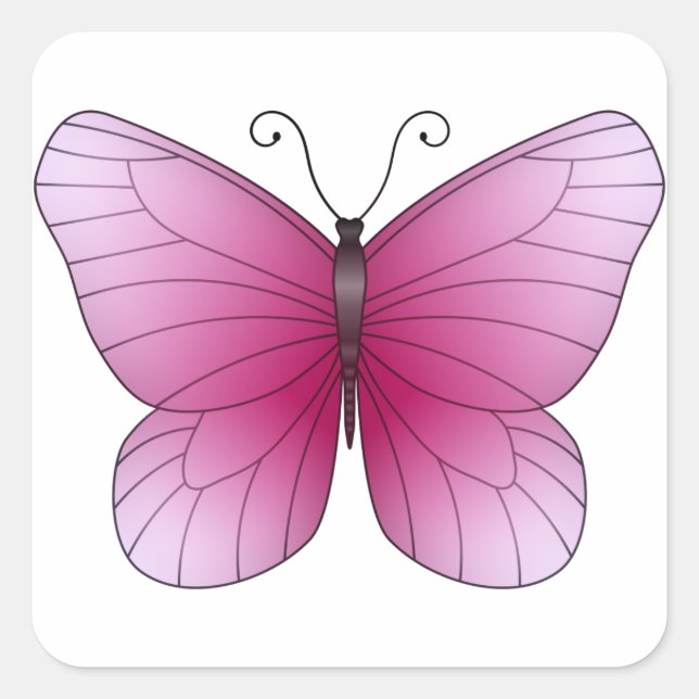 Carré Sticker papillon rose (Devant)